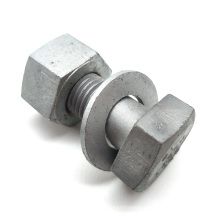 Carbon steel grade 4.8 5.8 6.8 m6 m8 m10 hot dip galvanized hex bolt with nut and flat washer for power